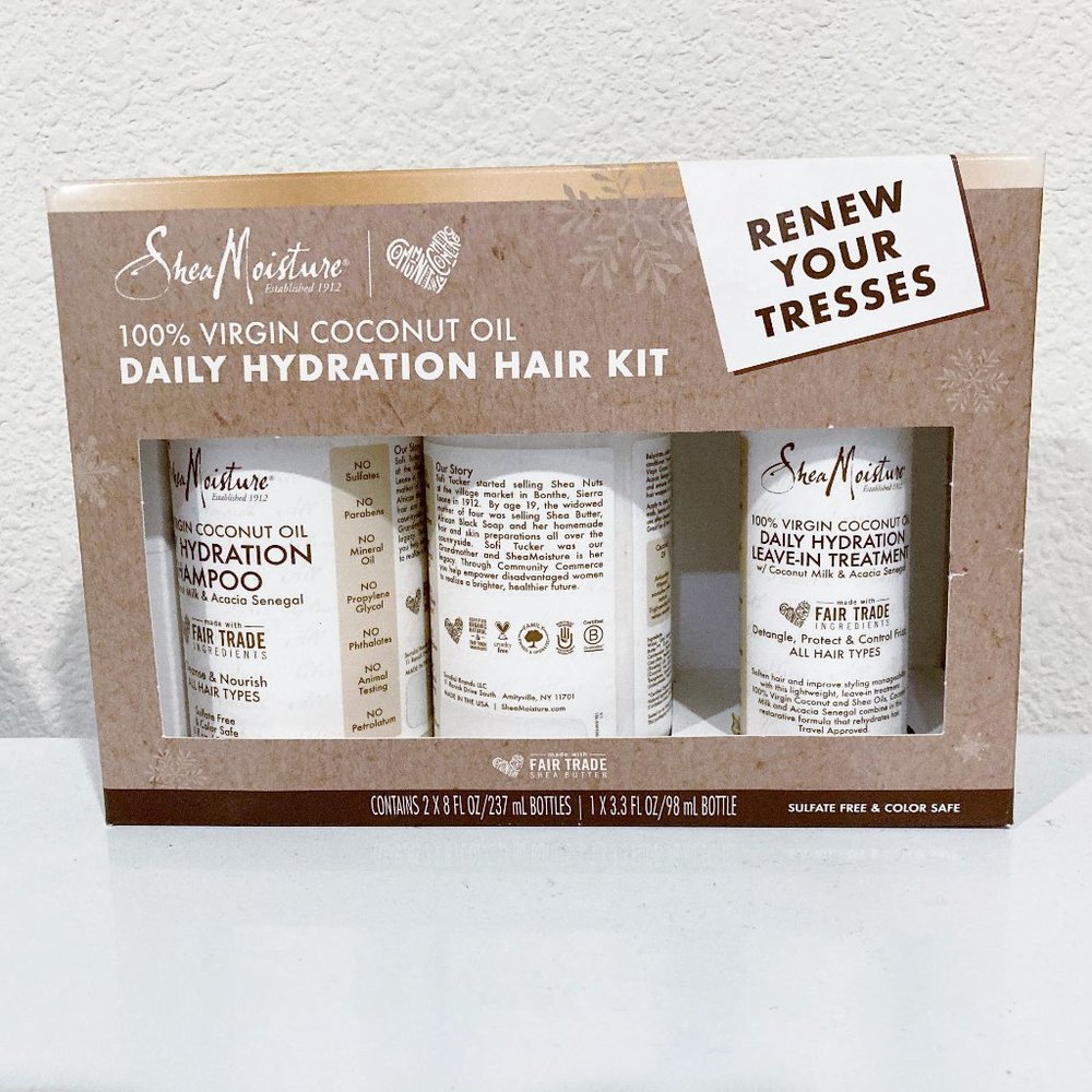 NEW Shea Moisture Gift Set Coconut Oil Hair Kit Shampoo Conditioner Treatment